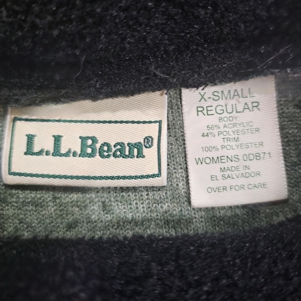 Vintage L.L. Bean Women's Dark Green Teddy Fleece Mockneck Sweater - Picture 4 of 4